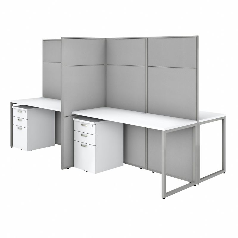 EODH66SWH-03K 60w x 66h 4 Person Straight Desk Open Office with 3 Dwr Mobile Ped