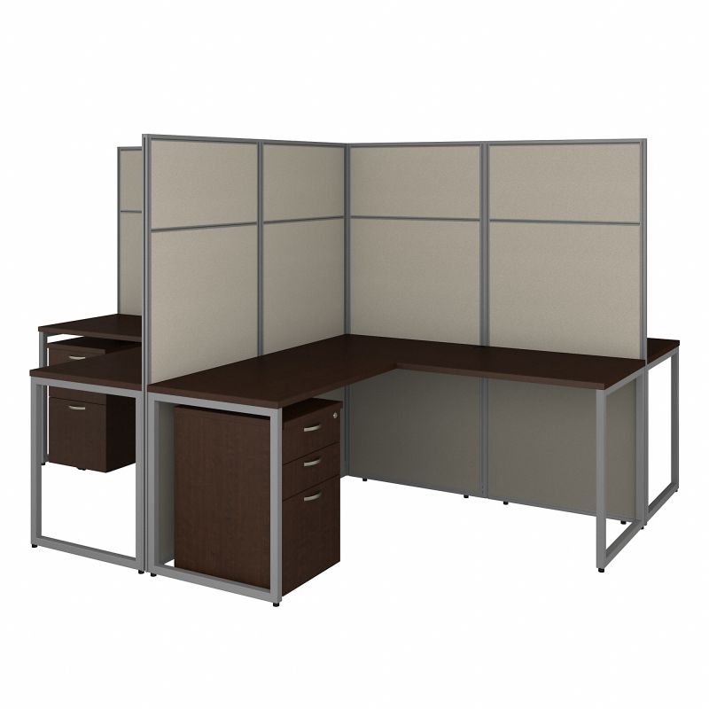 EODH76SMR-03K 60w x 66h 4 Person L Desk Open Office with 3 Drawer Mobile Pedestals