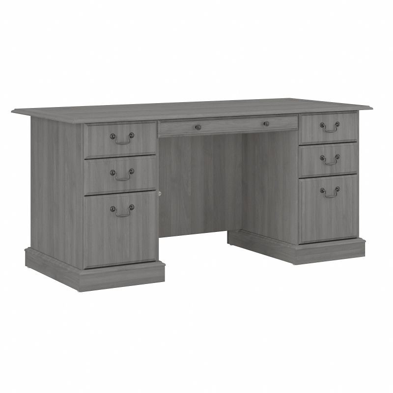 EX45866-03K Bush Furniture Saratoga Executive Desk with Drawers in Modern Gray