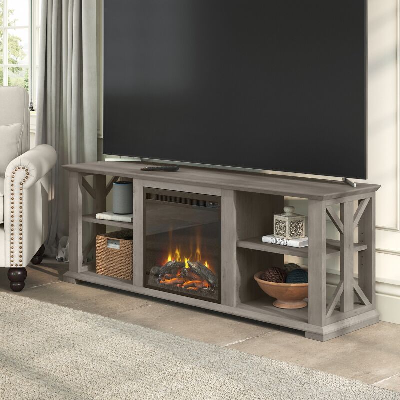 HOT003DG 60W TV Stand with Electric Fireplace Insert
