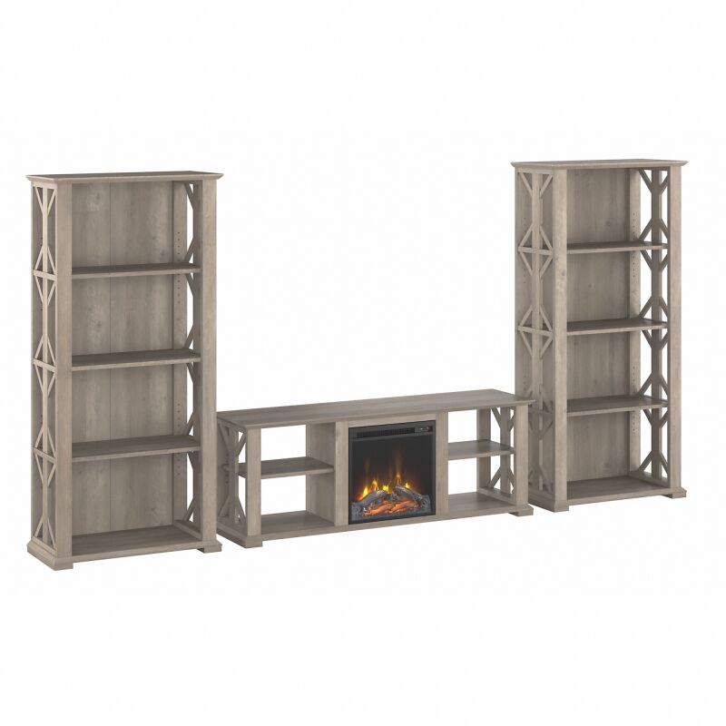 HOT014DG 60W Fireplace TV Stand w Bookcases