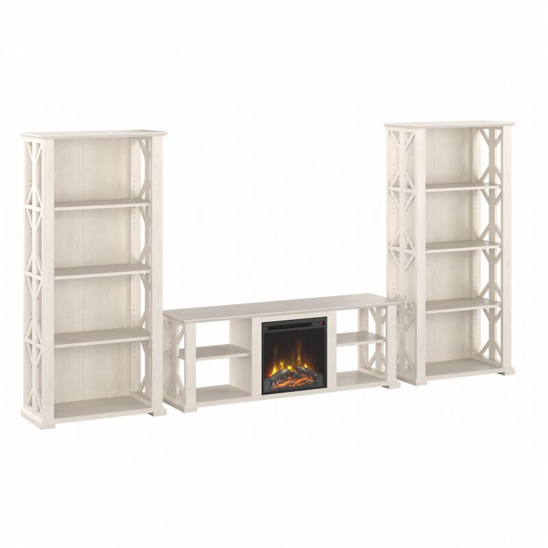 60W Fireplace TV Stand w Bookcases