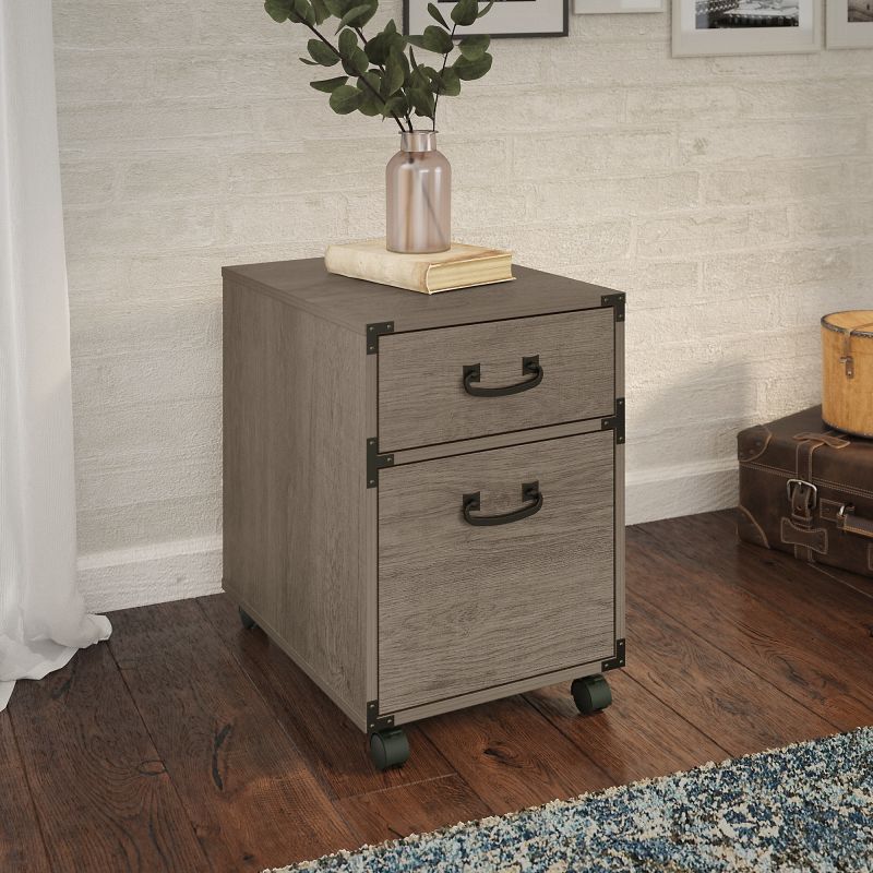 KI50302-03 kathy ireland® Home by Bush Furniture Ironworks 2 Drawer Mobile File Cabinet in Restored Gray