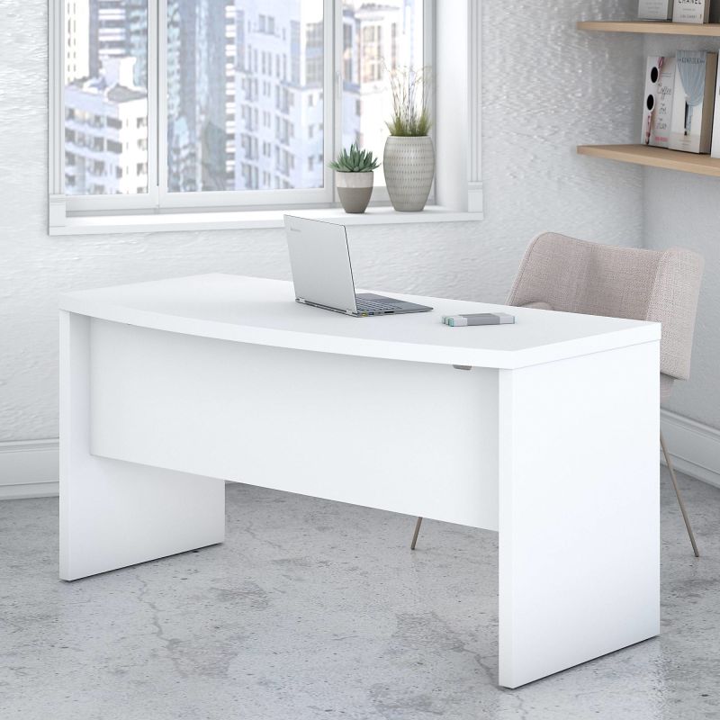 KI60105-03 60W Bow Front Desk in Pure White