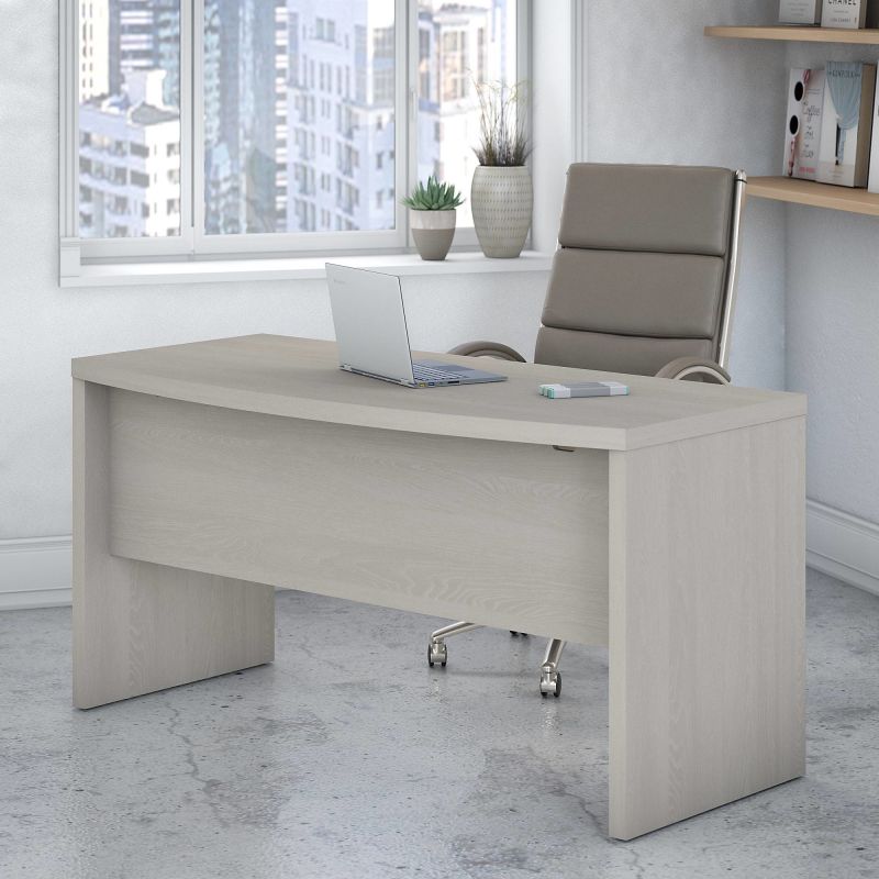 KI60205-03 60W Bow Front Desk in Gray Sand