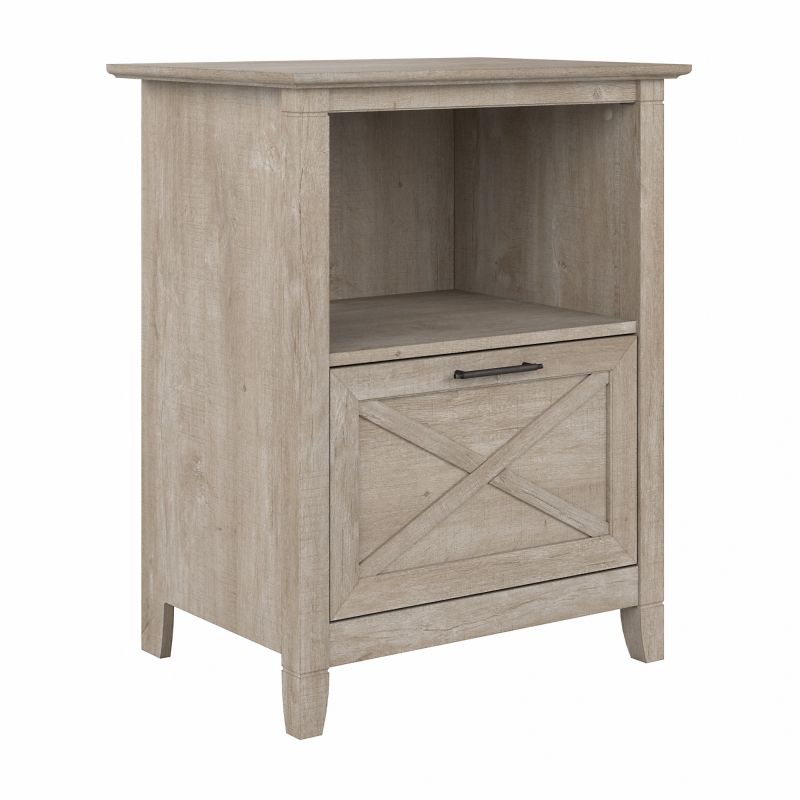 KWF124WG-03 Bush Furniture Key West Lateral File Cabinet with Shelf in Washed Gray