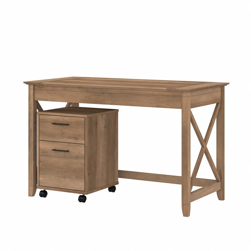 KWS001RCP Bush Furniture Key West 48W Writing Desk with 2 Drawer Mobile File Cabinet in Reclaimed Pine