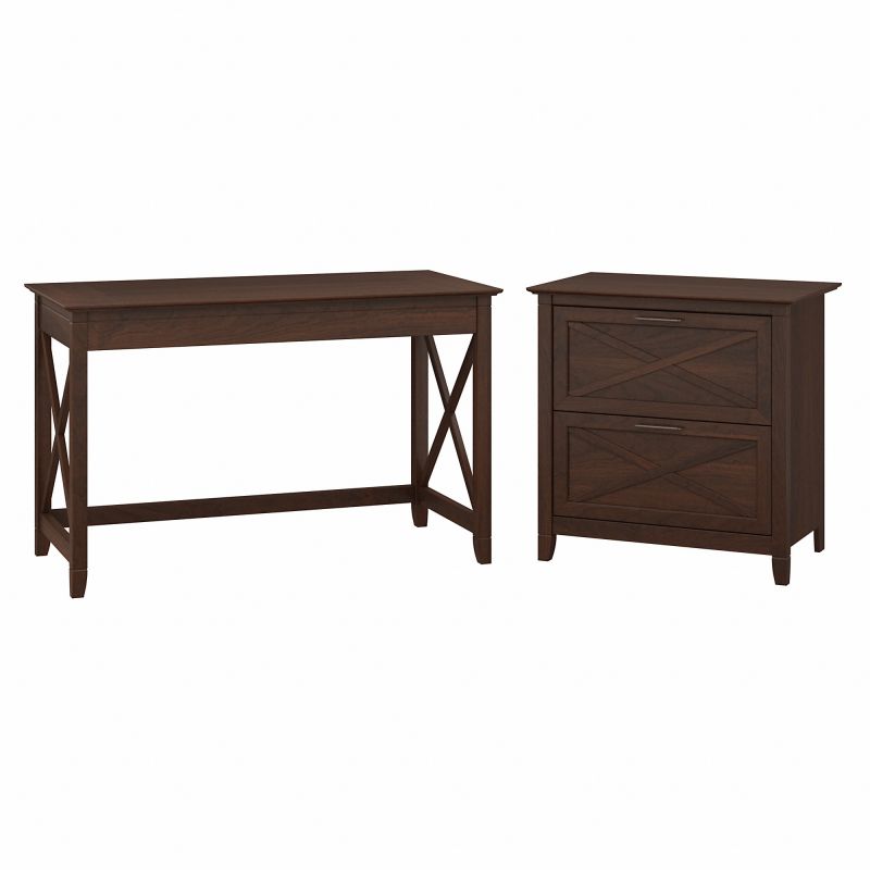 48W Writing Desk with Lateral File Bing Cherry