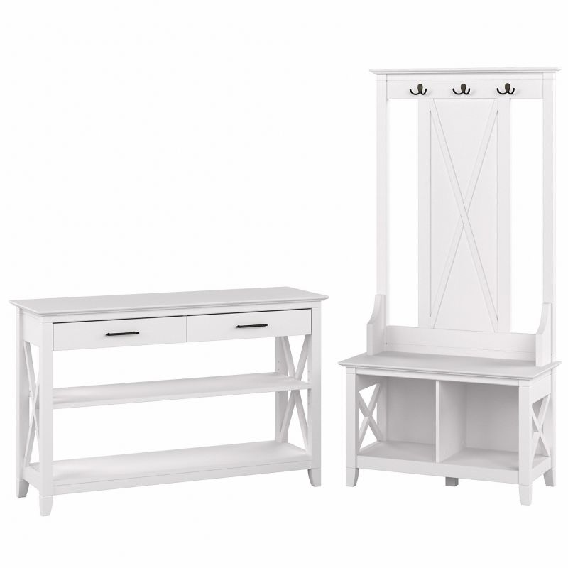 KWS056WT Shoe Bench and Hall Tree w Console Table