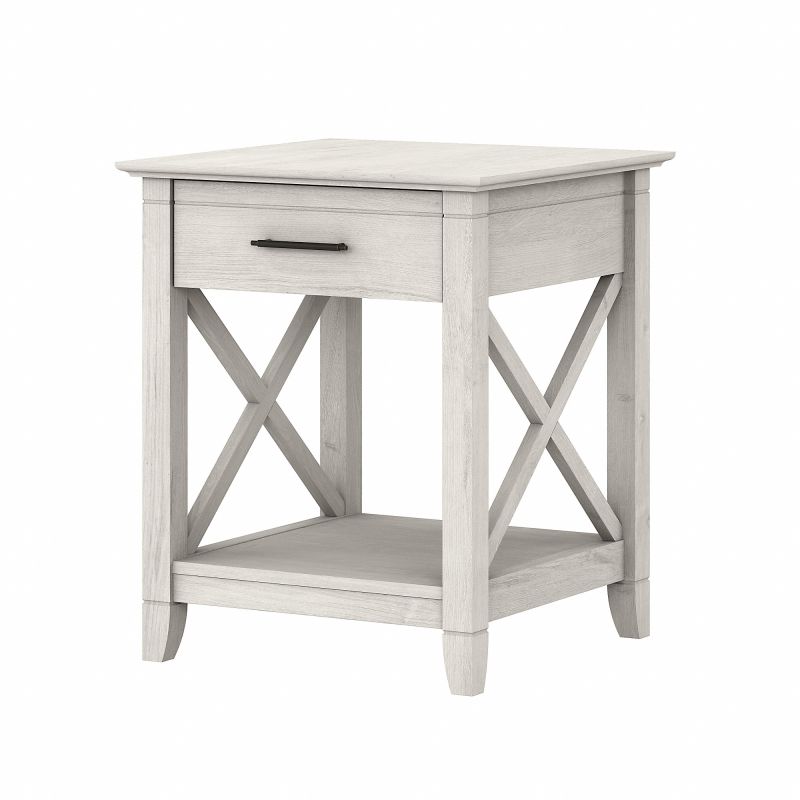 Bush Furniture Key West End Table with Storage in Linen White Oak