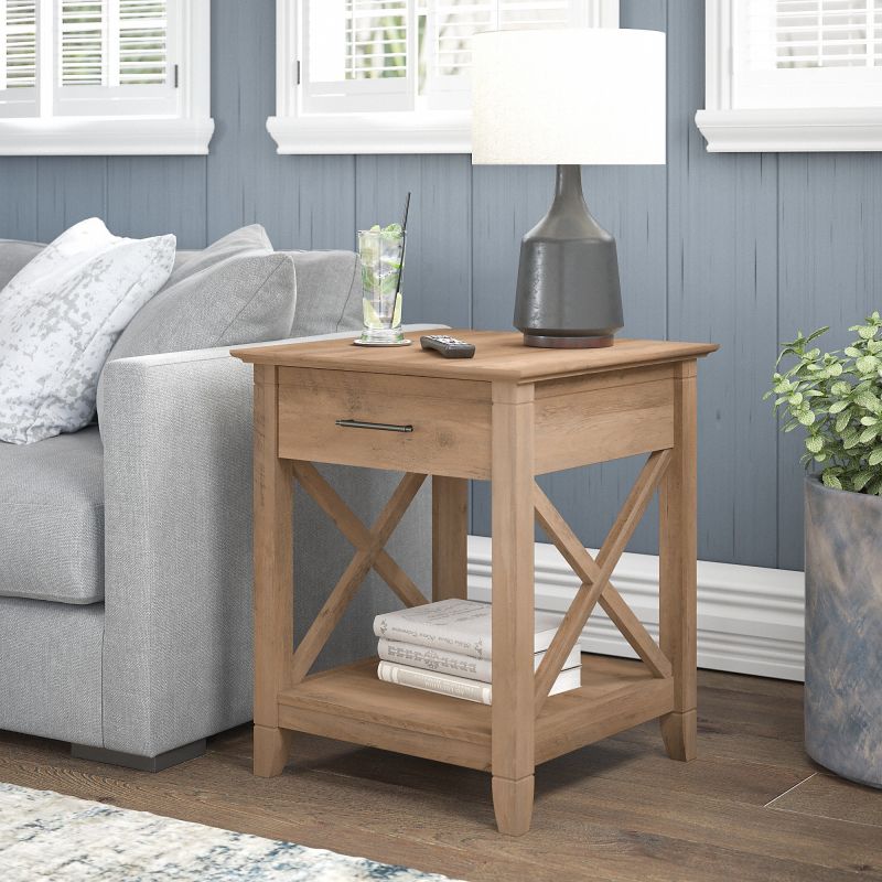 KWT120RCP-03 Key West End Table with Storage in Reclaimed Pine