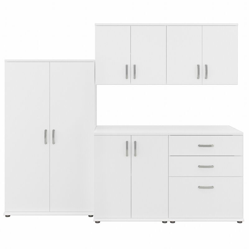 LNS003WH Modular 92W Laundry Storage Cabinet System w Wall Mount Cabinets