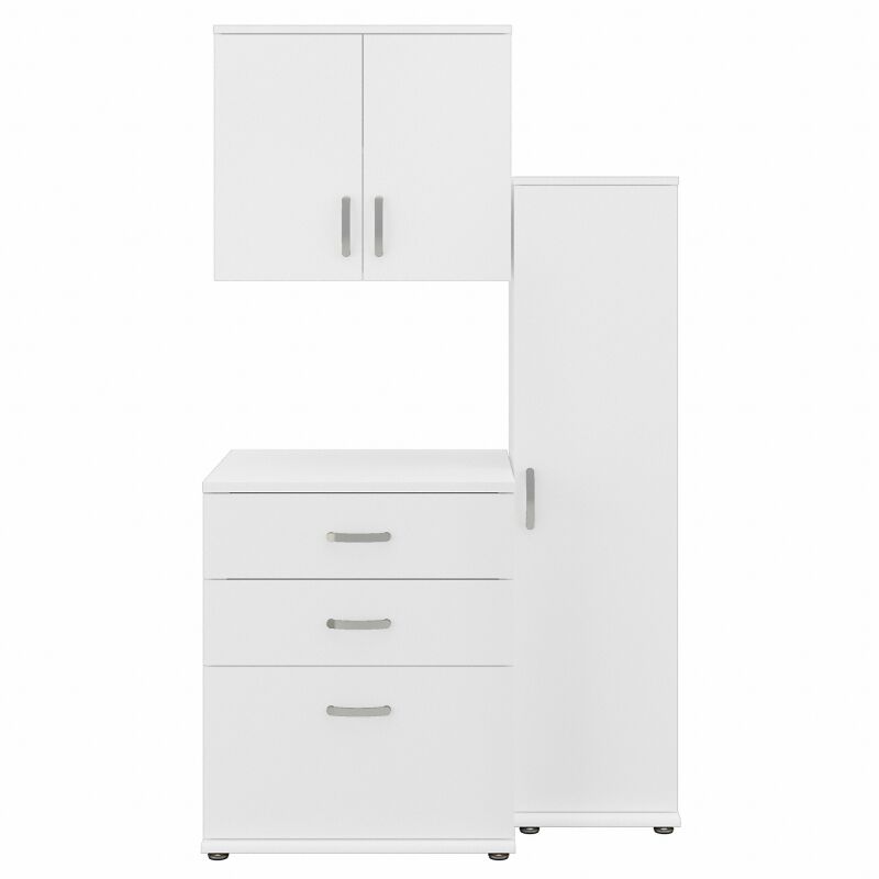LNS005WH Modular 44W Laundry Storage Cabinet System w Wall Mount Cabinets White