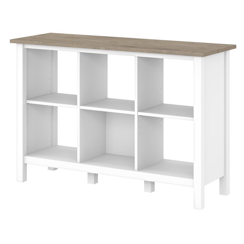 MAB145GW2-03 6 Cube Bookcase in Pure White and Shiplap Gray