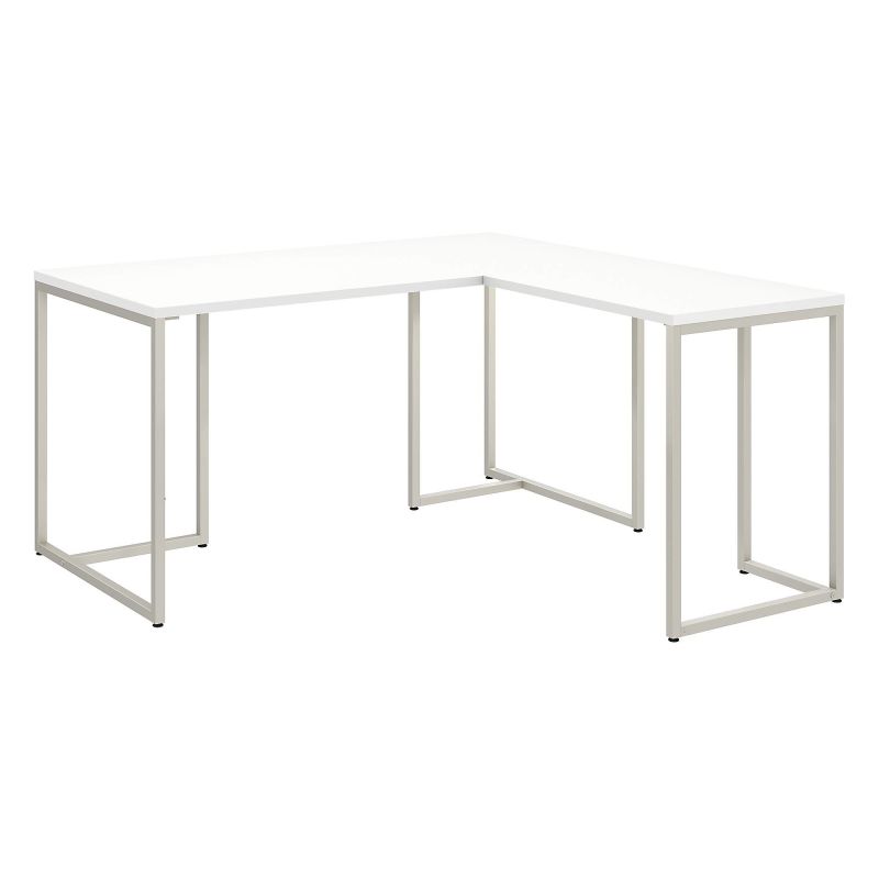60W L Shaped Desk with 30W Return in White