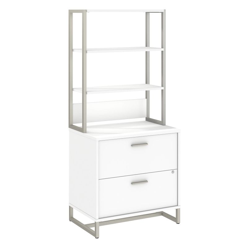 Lateral File Cabinet with Hutch in White