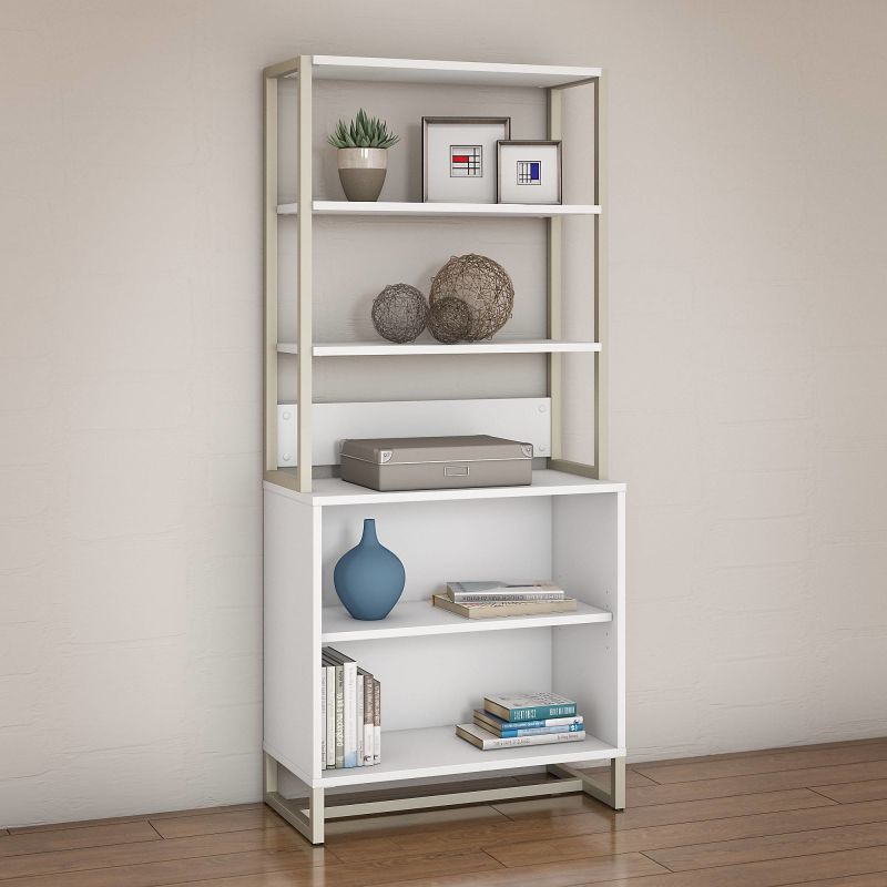 MTH013WH Bookcase with Hutch in White