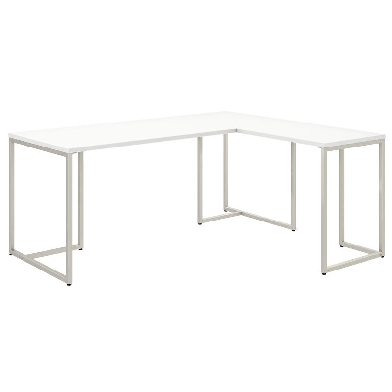 72W L Shaped Desk with 30W Return in White