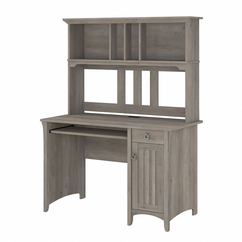 Bush Furniture Salinas Small Computer Desk with Hutch in Driftwood Gray