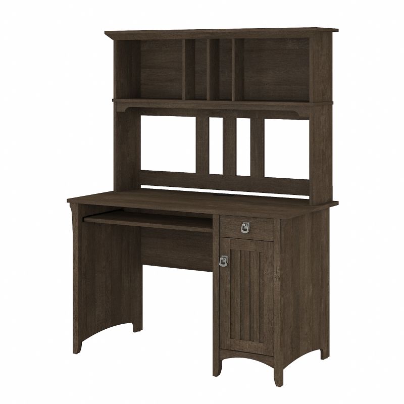 MY72608-03 Bush Furniture Salinas Small Computer Desk with Hutch in Ash Brown