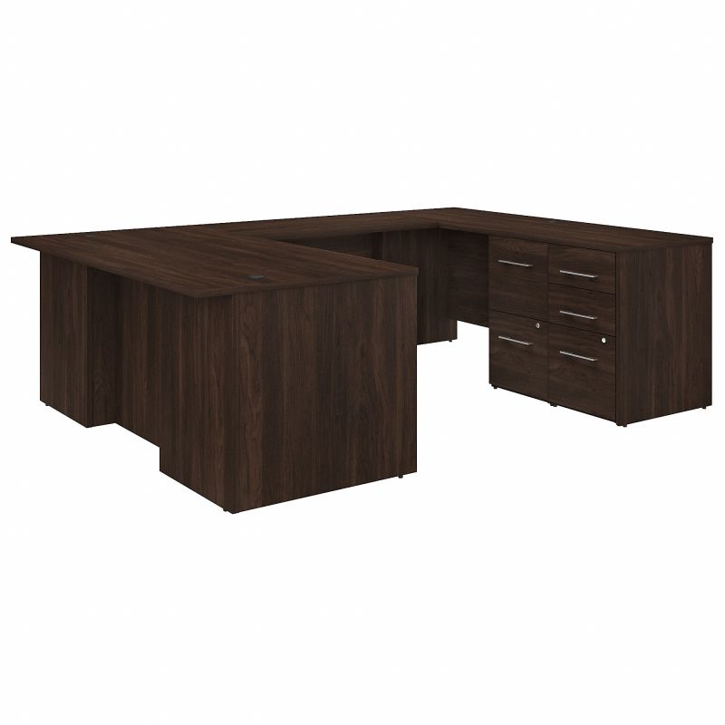 Office 500 72W U Shaped Executive Desk with Drawers in Black Walnut