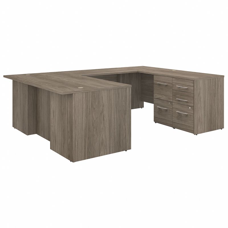 OF5002MHSU Office 500 72W U Shaped Executive Desk with Drawers in Modern Hickory