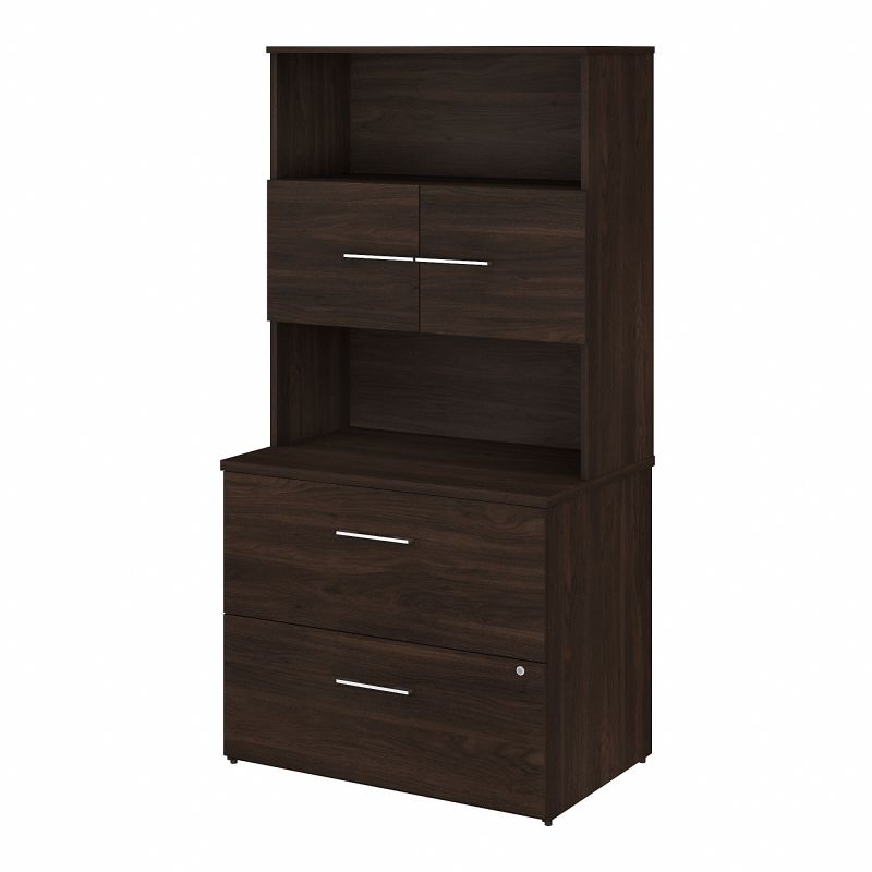 OF5007BWSU Office 500 36W 2 Drawer Lateral File Cabinet with Hutch in Black Walnut