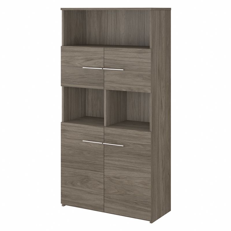 OFB136MH Office 500 5 Shelf Bookcase with Doors in Modern Hickory