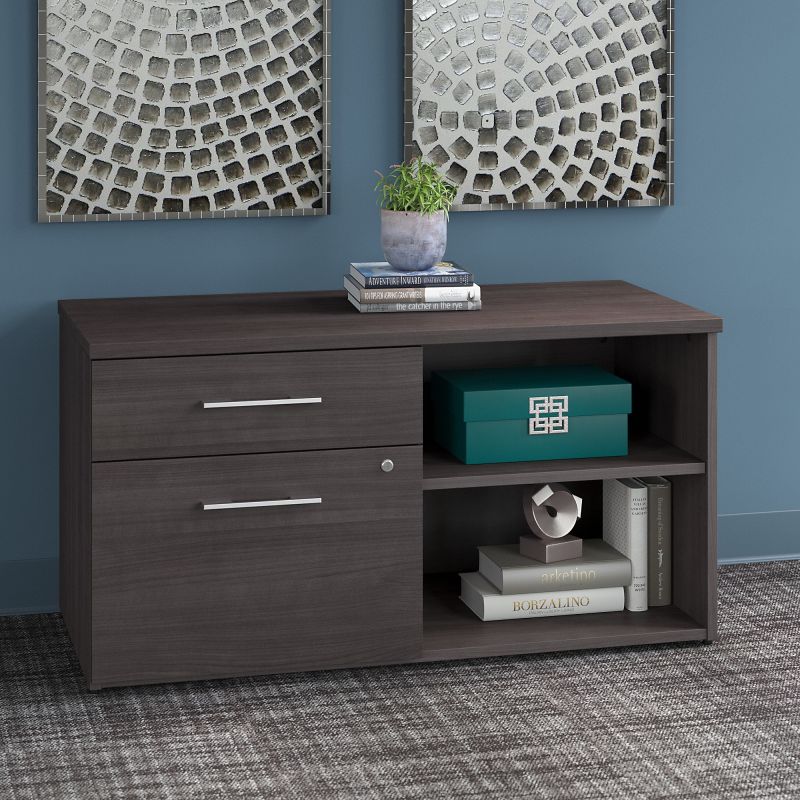 OFS145SG Office 500 Low Storage Cabinet with Drawers and Shelves in Storm Gray
