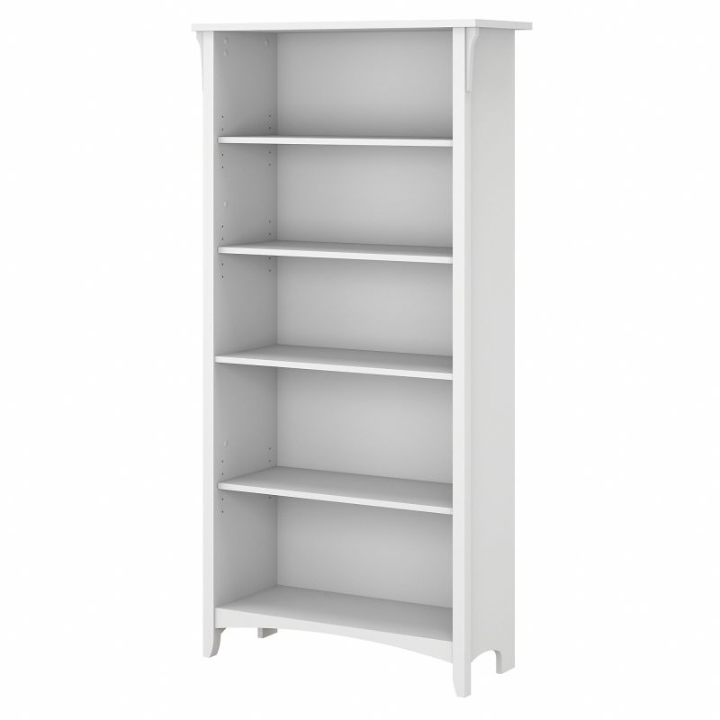 SAB132G2W-03 Bush Furniture Salinas Tall 5 Shelf Bookcase in Pure White and Shiplap Gray