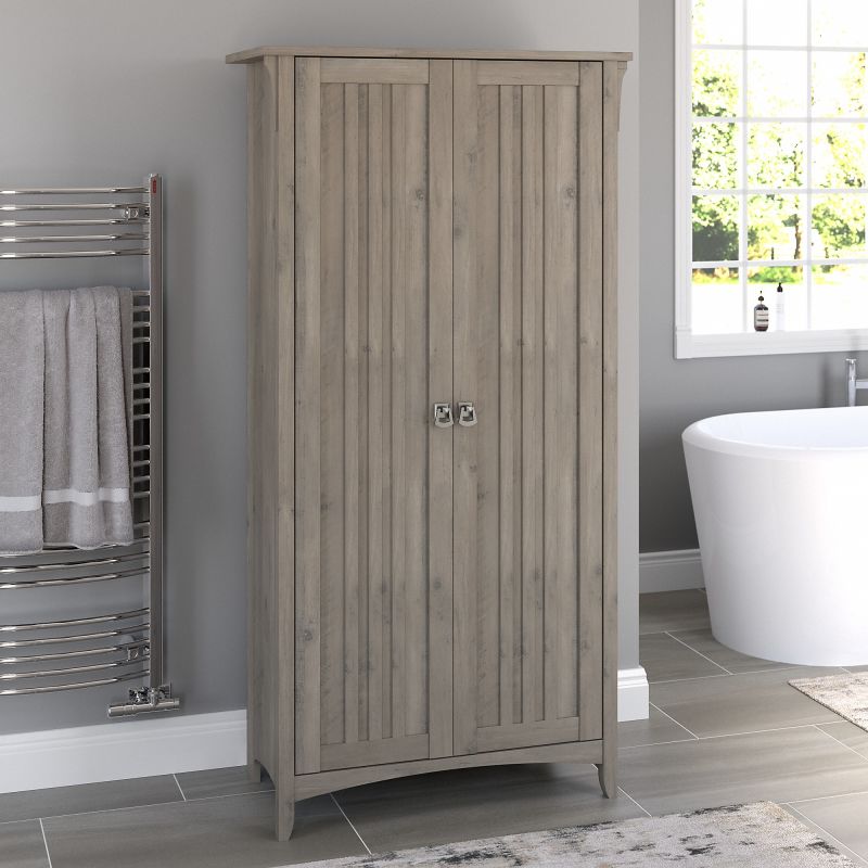 SAL015DG Bush Furniture Salinas Bathroom Storage Cabinet with Doors in Driftwood Gray