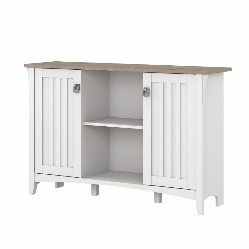 SAS147G2W-03 Bush Furniture Salinas Accent Storage Cabinet with Doors in Pure White and Shiplap Gray