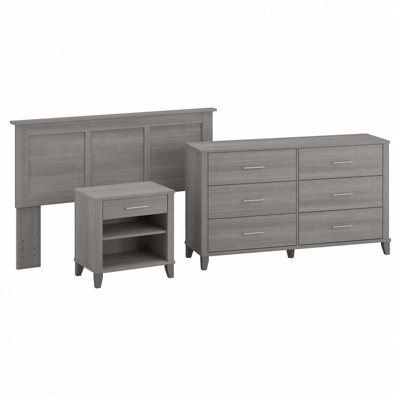 SET003PG Full/Queen Headboard with 6 Drawer Dresser and Nightstand