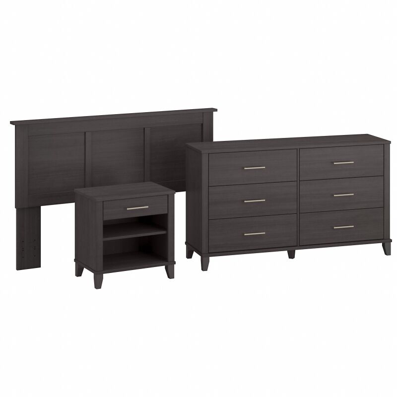 Full/Queen Headboard with 6 Drawer Dresser and Nightstand