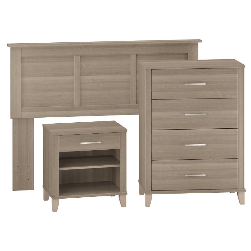 Full/Queen Headboard with 4 Drawer Chest and Nightstand