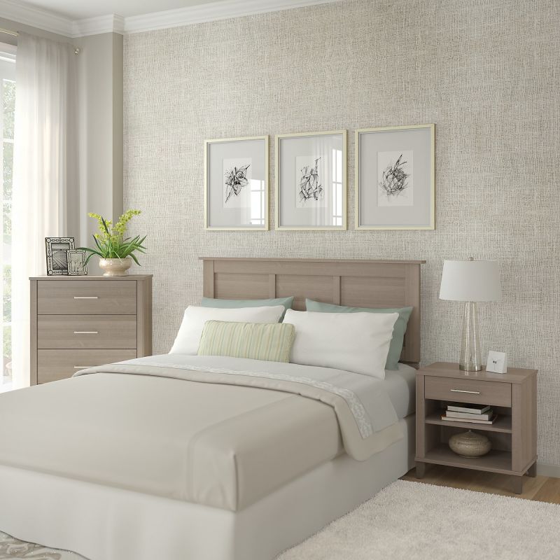 SET005AG Full/Queen Headboard with 4 Drawer Chest and Nightstand