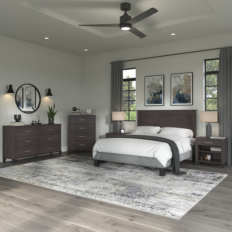 SET036SG Full/Queen Headboard with Dressers and Nightstands