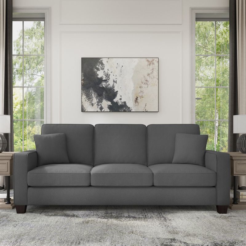 SNJ85SCGH-03K Bush Furniture Stockton 85W Sofa in Charcoal Gray Herringbone