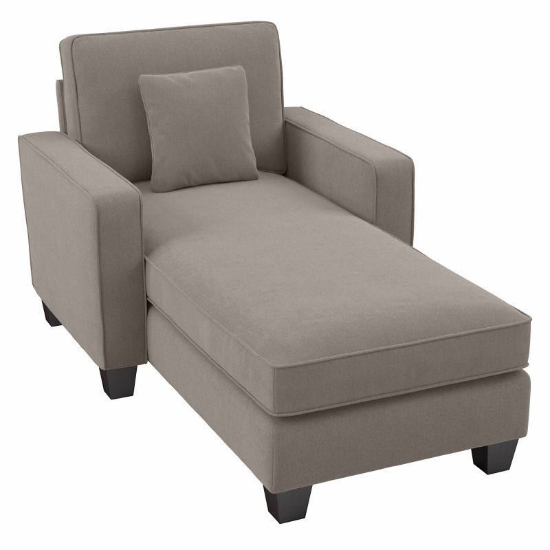 SNM41SBGH-03K Bush Furniture Stockton Chaise Lounge with Arms in Beige Herringbone