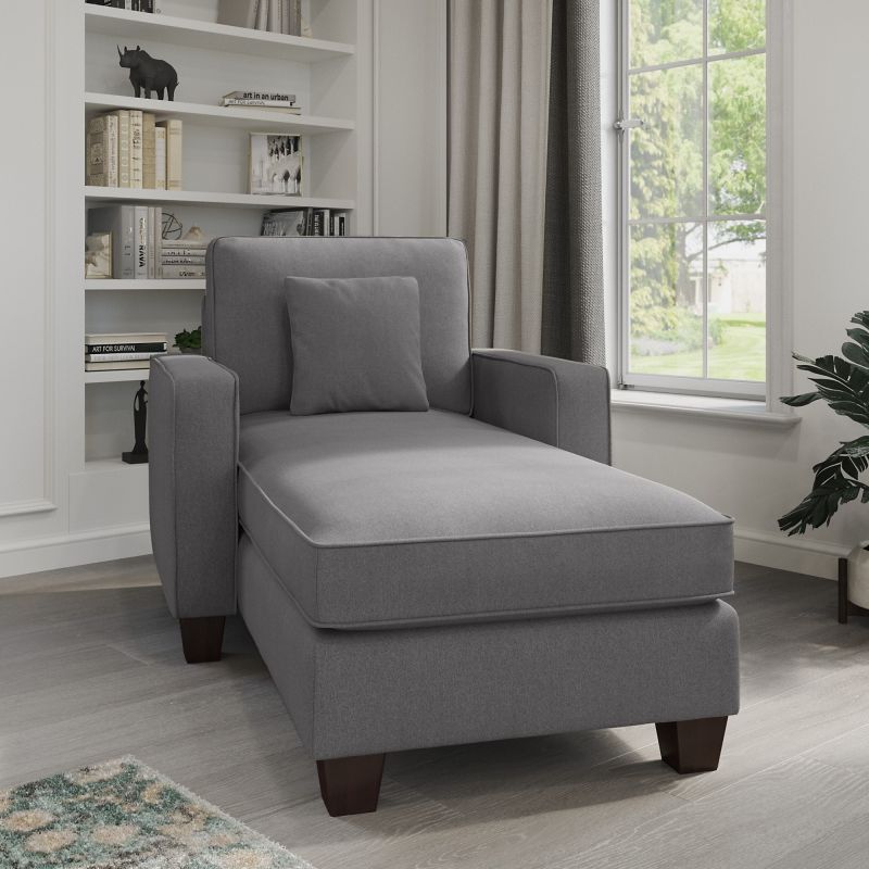 SNM41SFGH-03K Bush Furniture Stockton Chaise Lounge with Arms in French Gray Herringbone