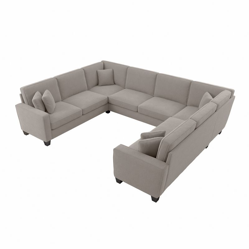 SNY123SBGH-03K Bush Furniture Stockton 123W U Shaped Sectional Couch in Beige Herringbone