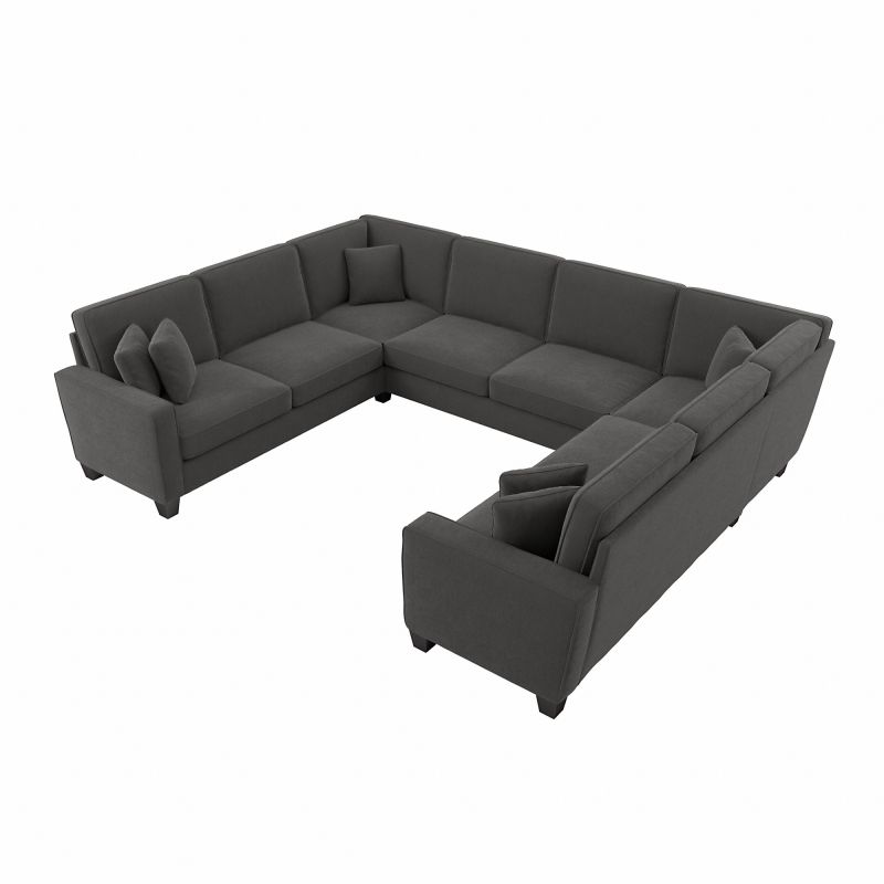 SNY123SCGH-03K Bush Furniture Stockton 123W U Shaped Sectional Couch in Charcoal Gray Herringbone