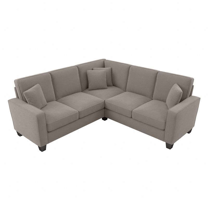 Furniture Stockton 86W L Shaped Sectional Couch Herringbone in Beige by Bush