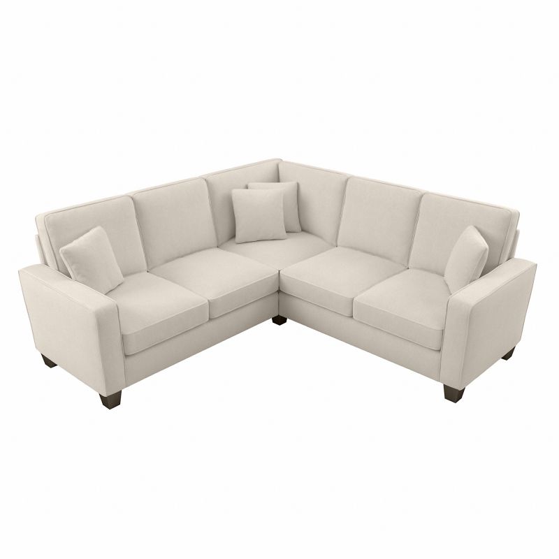 Furniture Stockton 86W L Shaped Sectional Couch Herringbone in Cream by Bush