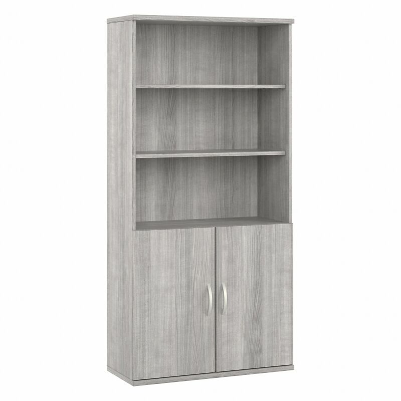 5 Shelf Bookcase with Door Kit Platinum Gray