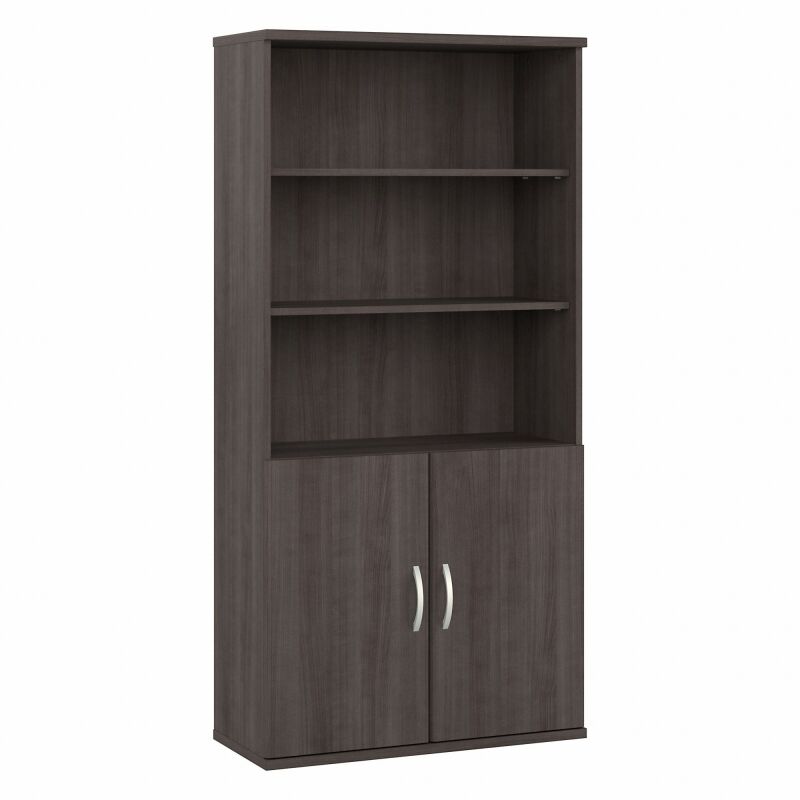 5 Shelf Bookcase with Door Kit Storm Gray
