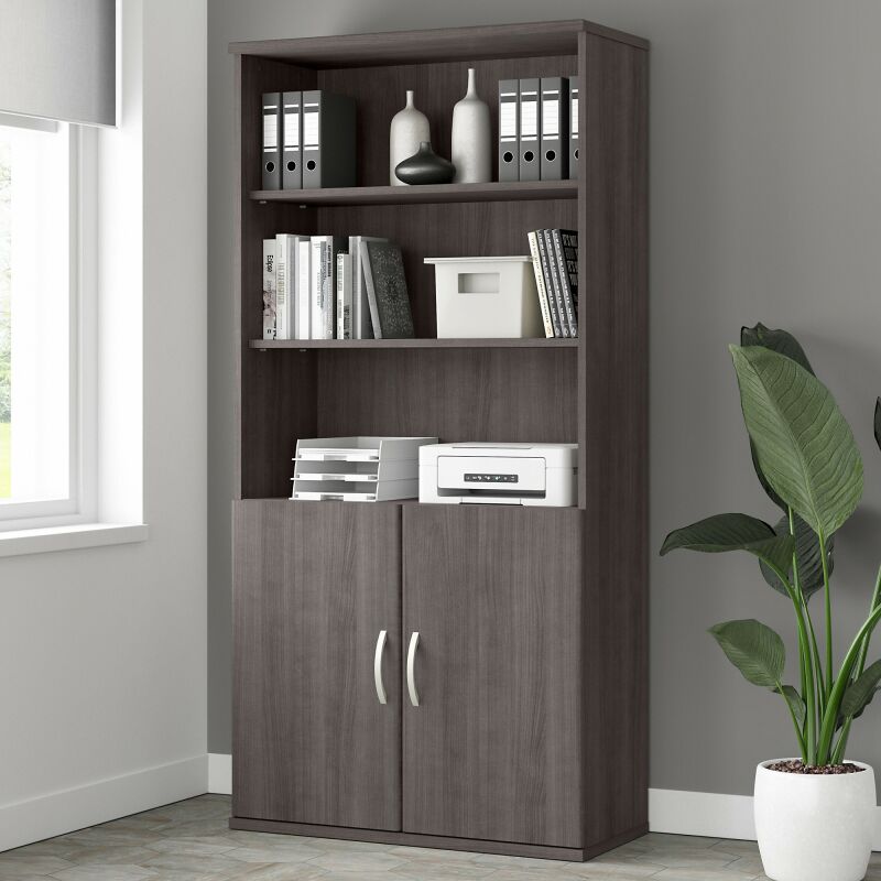 STA010SG 5 Shelf Bookcase with Door Kit Storm Gray