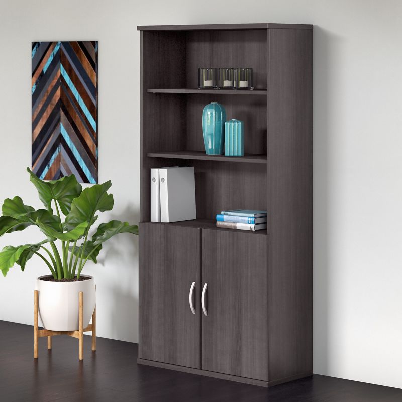 STC015SG 36W 5 Shelf Bookcase with Doors