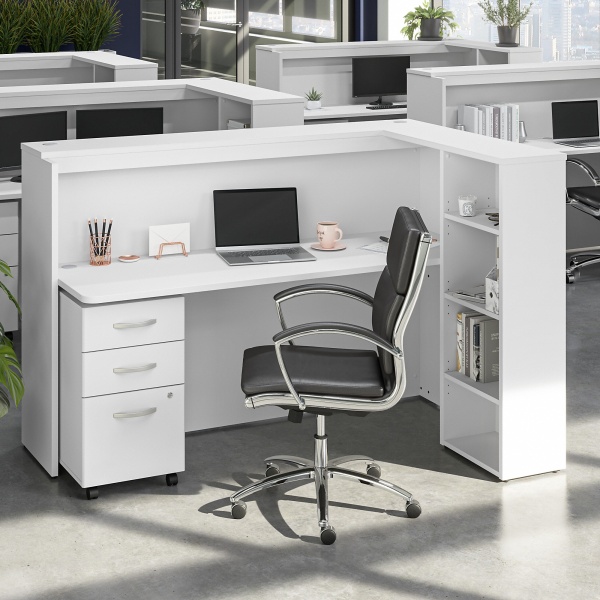 STC062WHSU 72W x 48D Privacy Desk and 3 Drawer Mobile Pedestal
