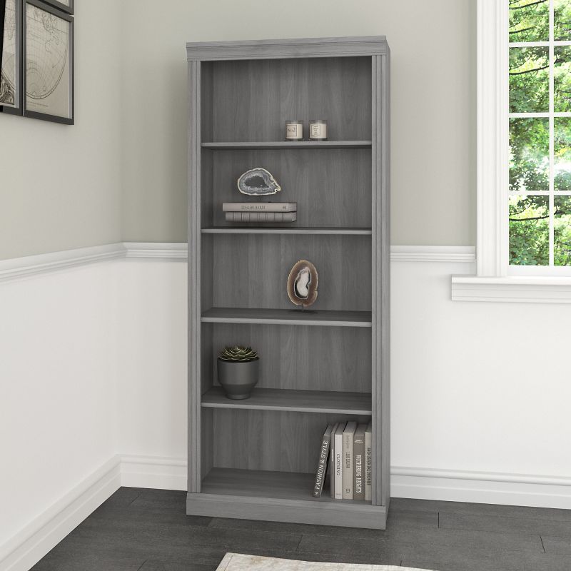 W1655C-03 Bush Furniture Saratoga Tall 5 Shelf Bookcase in Modern Gray